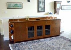 Custom 9 Foot Long Arts & Crafts Liquor Cabinet Sideboard 